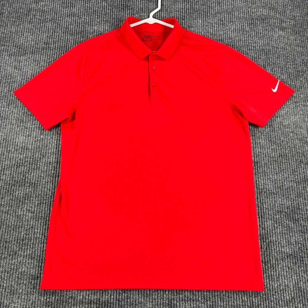 Nike Polo Shirt Mens Large Red Short Sleeve Golf Standard Fit Outdoor Casual